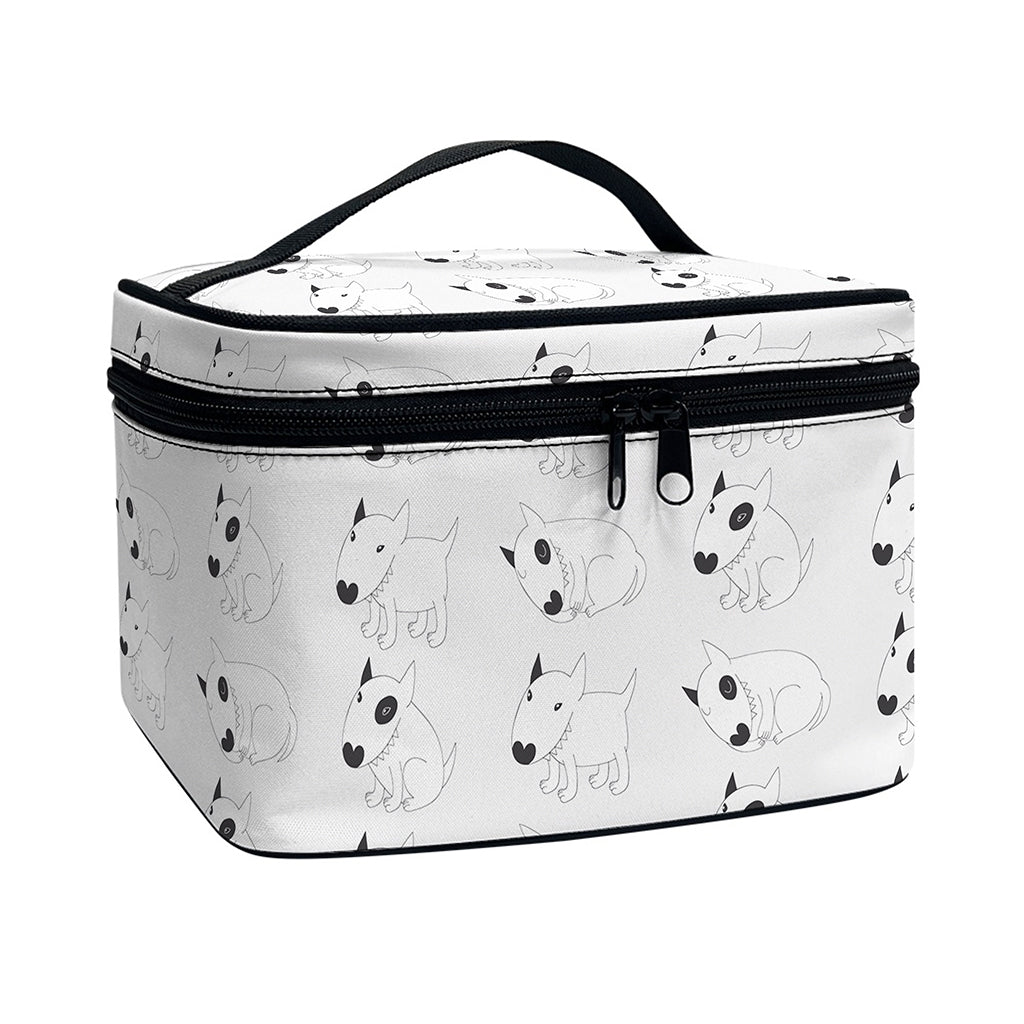 Doodle Bull Terrier Pattern Print Travel Makeup Bag