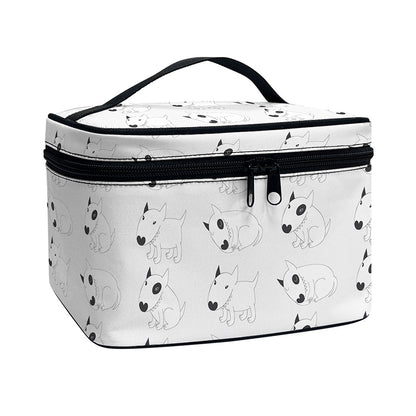 Doodle Bull Terrier Pattern Print Travel Makeup Bag