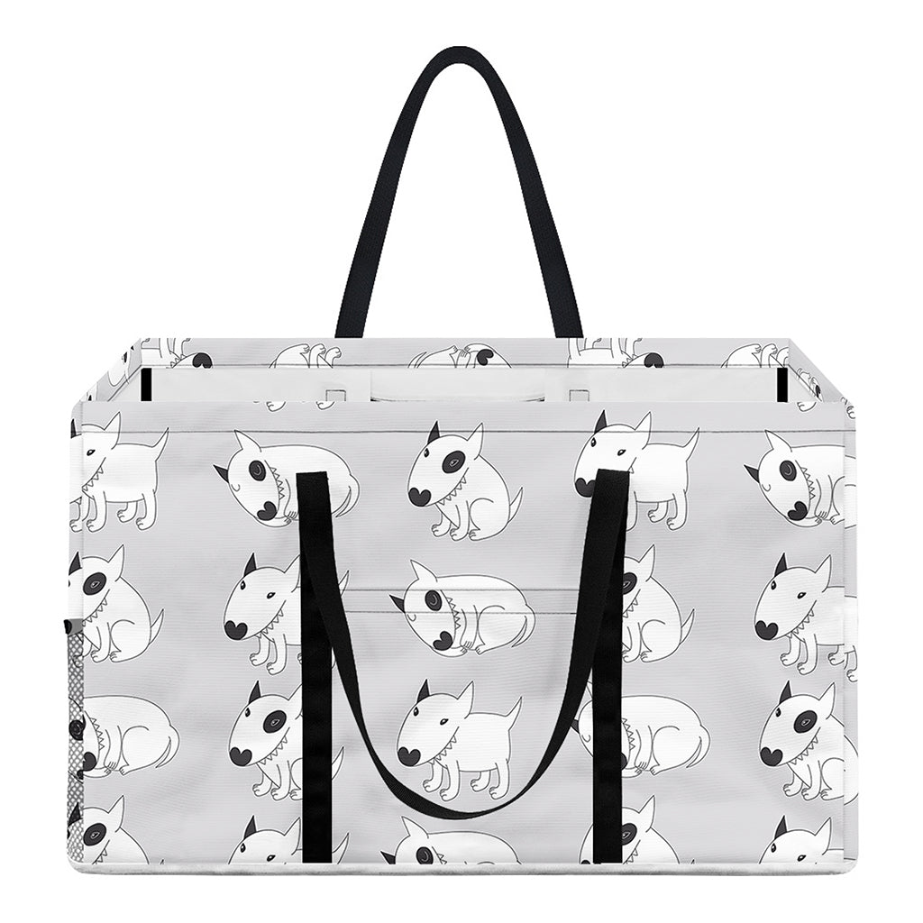 Doodle Bull Terrier Pattern Print Utility Tote Bag