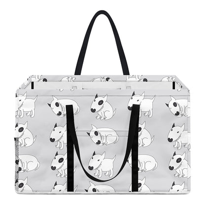 Doodle Bull Terrier Pattern Print Utility Tote Bag