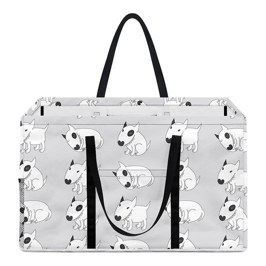 Doodle Bull Terrier Pattern Print Utility Tote Bag