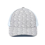 Doodle Bull Terrier Pattern Print White Mesh Trucker Cap