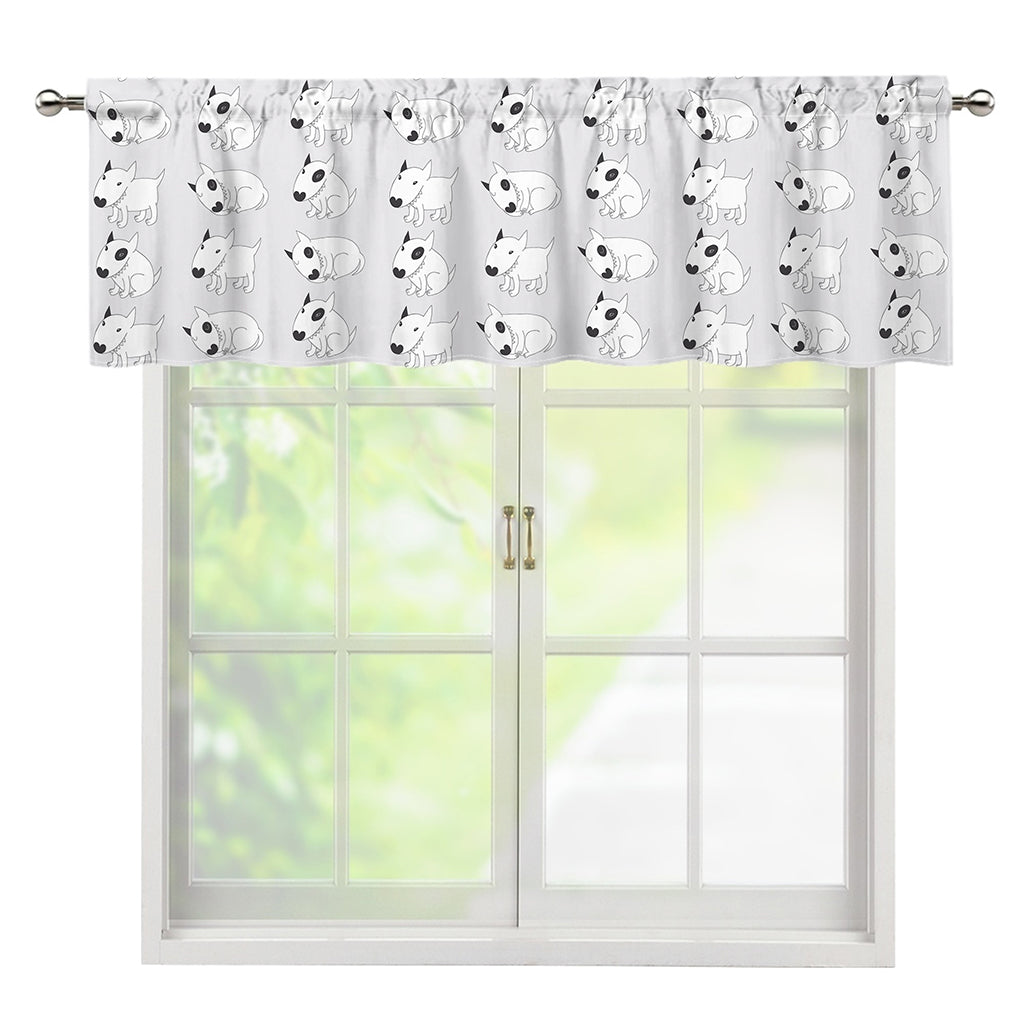 Doodle Bull Terrier Pattern Print Window Valance