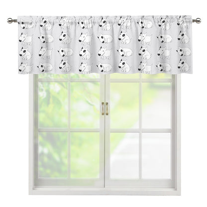 Doodle Bull Terrier Pattern Print Window Valance