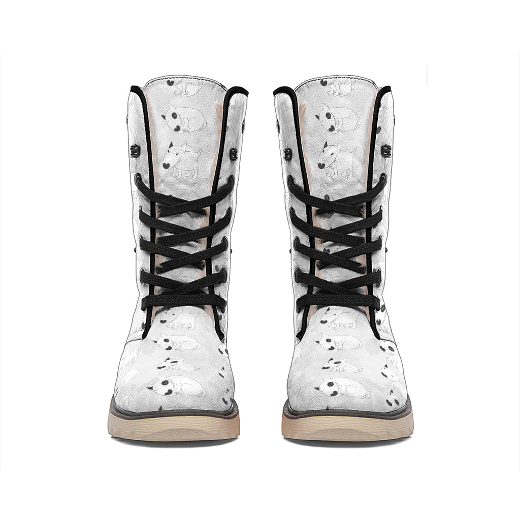 Doodle Bull Terrier Pattern Print Winter Boots