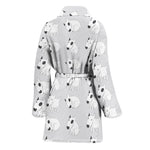 Doodle Bull Terrier Pattern Print Women's Bathrobe