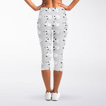 Doodle Bull Terrier Pattern Print Women's Capri Leggings