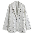 Doodle Bull Terrier Pattern Print Women's Cotton Blazer