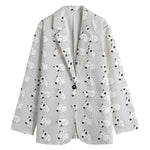 Doodle Bull Terrier Pattern Print Women's Cotton Blazer