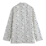 Doodle Bull Terrier Pattern Print Women's Cotton Blazer