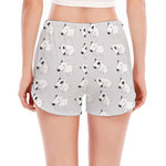 Doodle Bull Terrier Pattern Print Women's Split Running Shorts