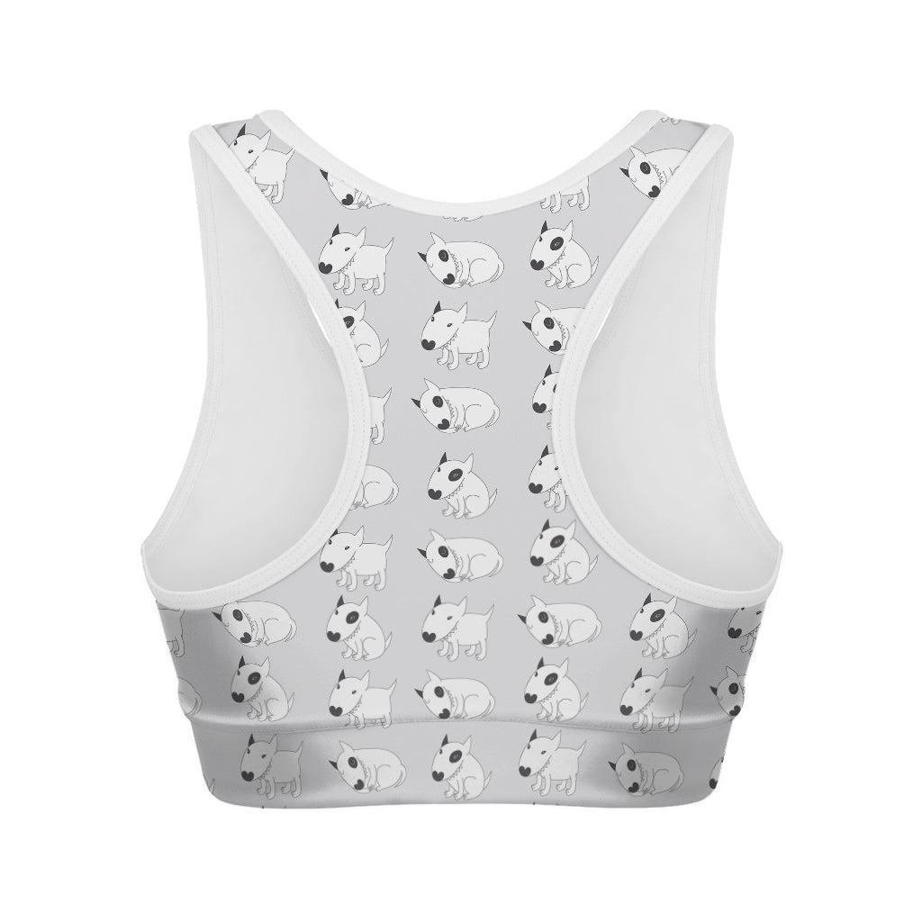 Doodle Bull Terrier Pattern Print Women's Sports Bra