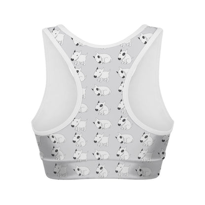 Doodle Bull Terrier Pattern Print Women's Sports Bra