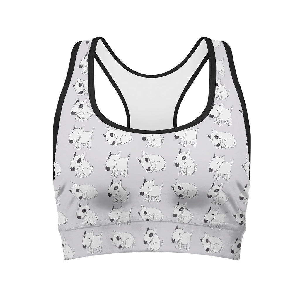 Doodle Bull Terrier Pattern Print Women's Sports Bra