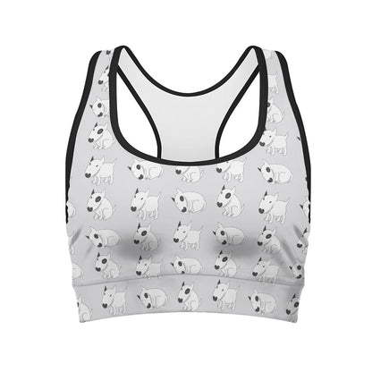 Doodle Bull Terrier Pattern Print Women's Sports Bra