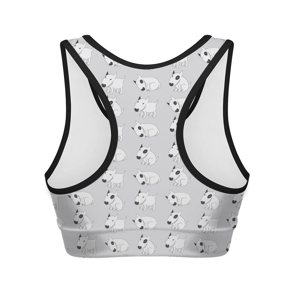 Doodle Bull Terrier Pattern Print Women's Sports Bra