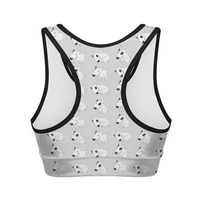 Doodle Bull Terrier Pattern Print Women's Sports Bra