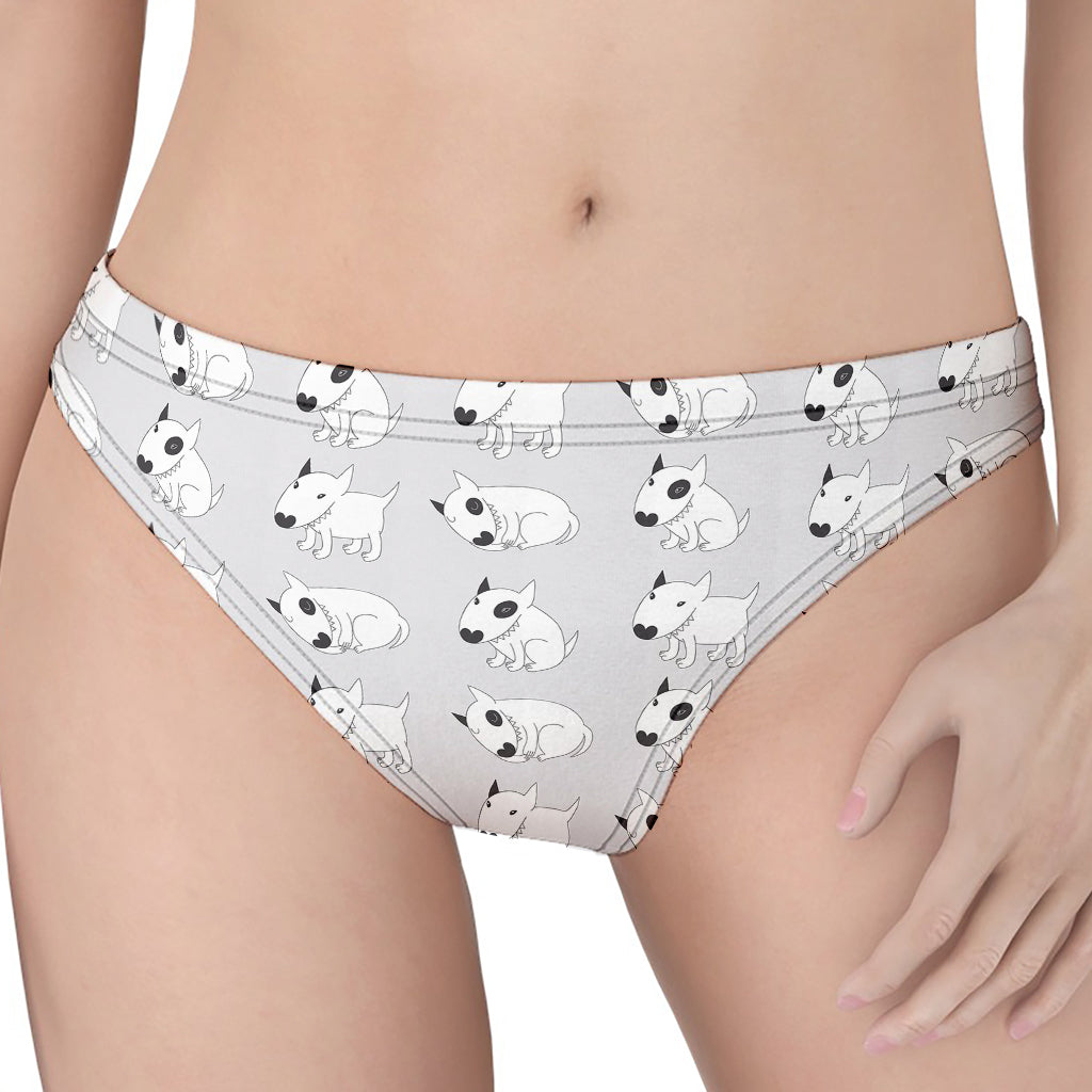 Doodle Bull Terrier Pattern Print Women's Thong