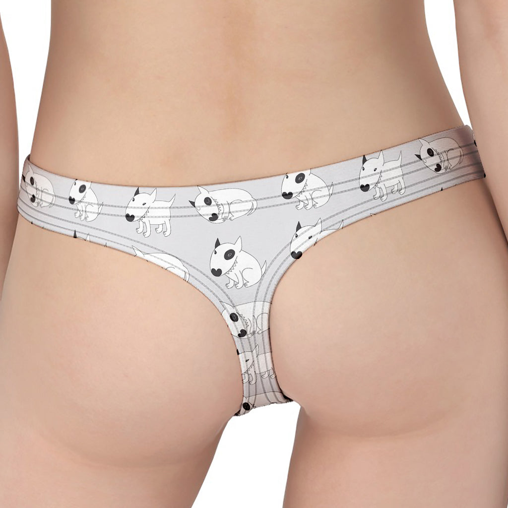 Doodle Bull Terrier Pattern Print Women's Thong