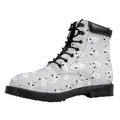 Doodle Bull Terrier Pattern Print Padded Collar Lace Up Boots