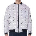 Doodle Bull Terrier Pattern Print Zip Sleeve Bomber Jacket