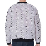 Doodle Bull Terrier Pattern Print Zip Sleeve Bomber Jacket