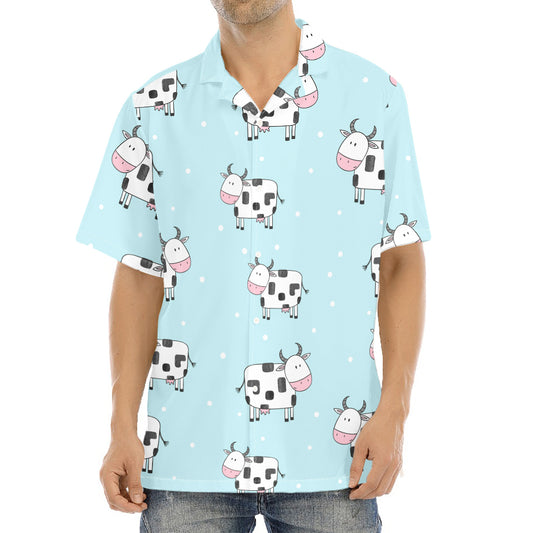 Doodle Cow Pattern Print Aloha Shirt