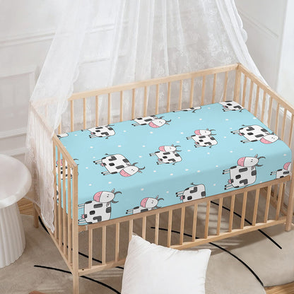 Doodle Cow Pattern Print Baby Crib Sheet
