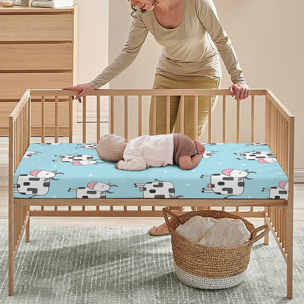 Doodle Cow Pattern Print Baby Crib Sheet