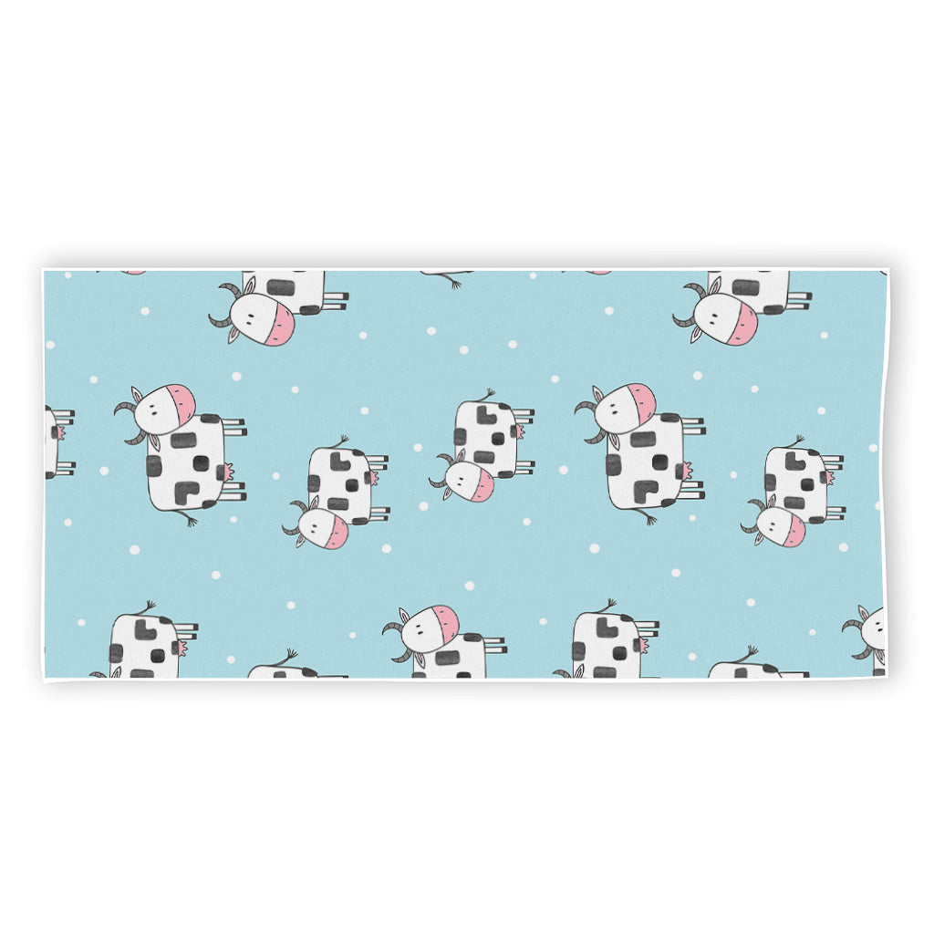 Doodle Cow Pattern Print Beach Towel