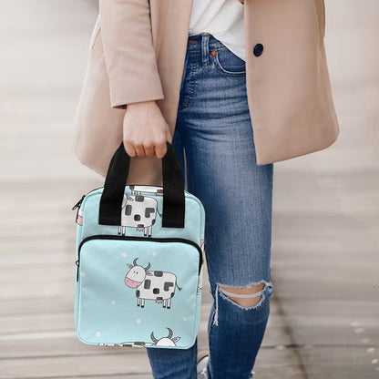 Doodle Cow Pattern Print Bible Tote Bag