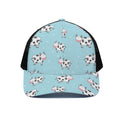 Doodle Cow Pattern Print Black Mesh Trucker Hat
