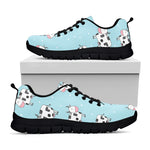 Doodle Cow Pattern Print Black Running Shoes