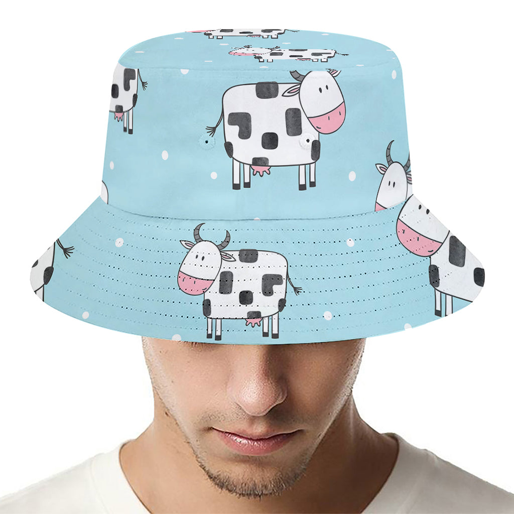 Doodle Cow Pattern Print Bucket Hat