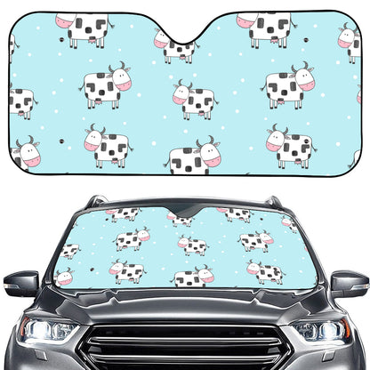 Doodle Cow Pattern Print Car Windshield Sun Shade