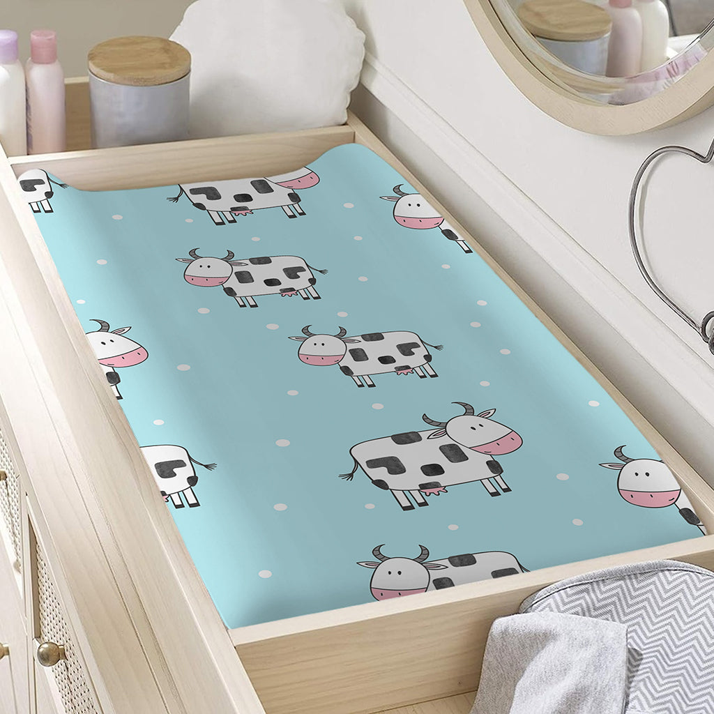 Doodle Cow Pattern Print Changing Pad Cover