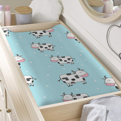 Doodle Cow Pattern Print Changing Pad Cover