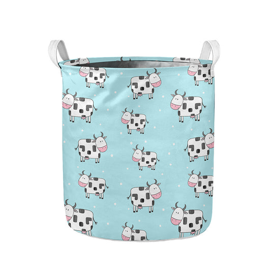 Doodle Cow Pattern Print Collapsible Laundry Basket