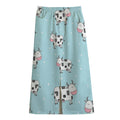 Doodle Cow Pattern Print Cotton Front Slit Maxi Skirt
