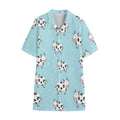 Doodle Cow Pattern Print Cotton Hawaiian Shirt