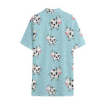 Doodle Cow Pattern Print Cotton Hawaiian Shirt