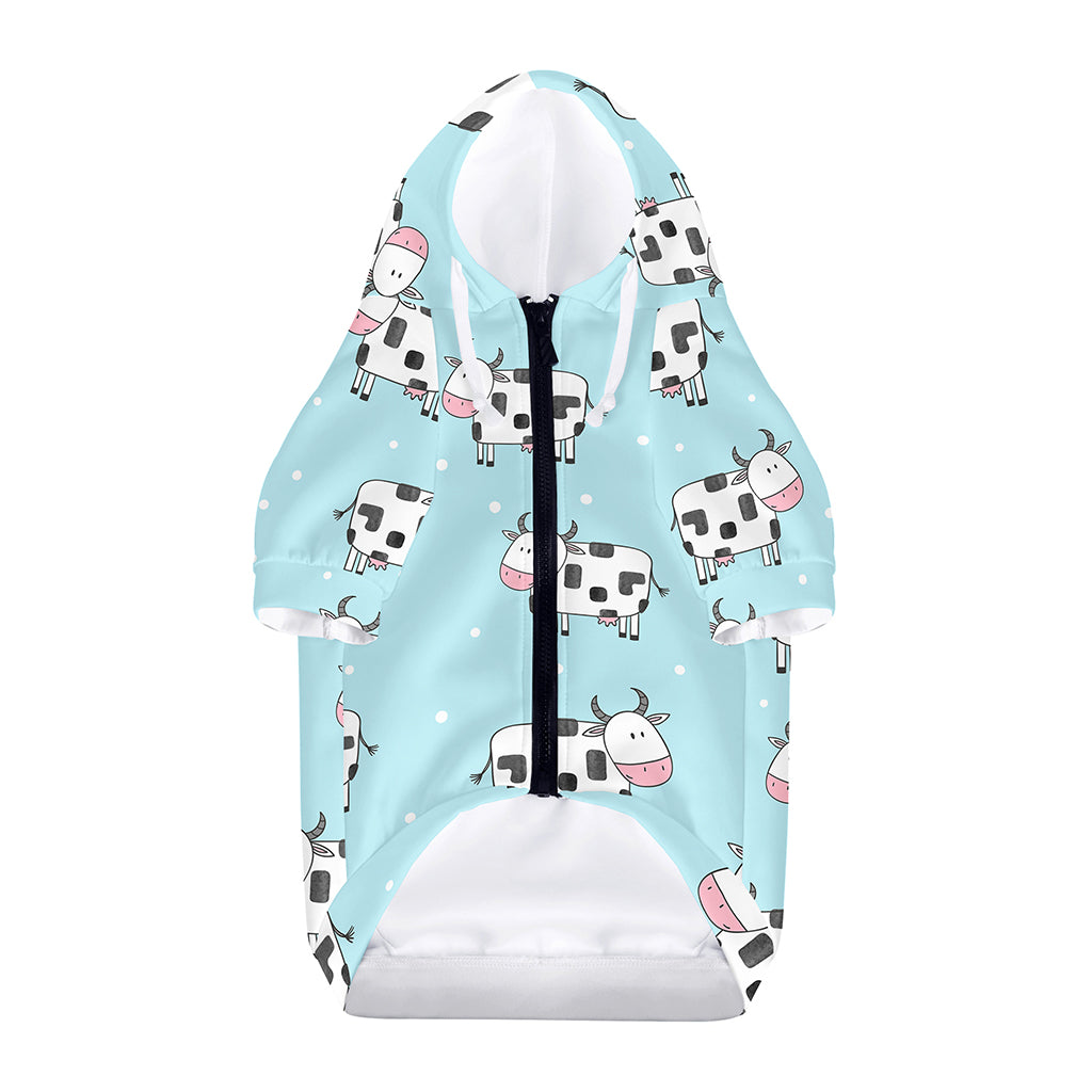 Doodle Cow Pattern Print Dog Zip Up Hoodie