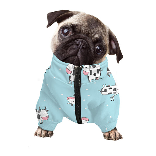 Doodle Cow Pattern Print Dog Zip Up Jacket