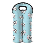 Doodle Cow Pattern Print Double Neoprene Wine Tote