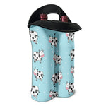 Doodle Cow Pattern Print Double Neoprene Wine Tote