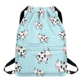 Doodle Cow Pattern Print Drawstring Backpack
