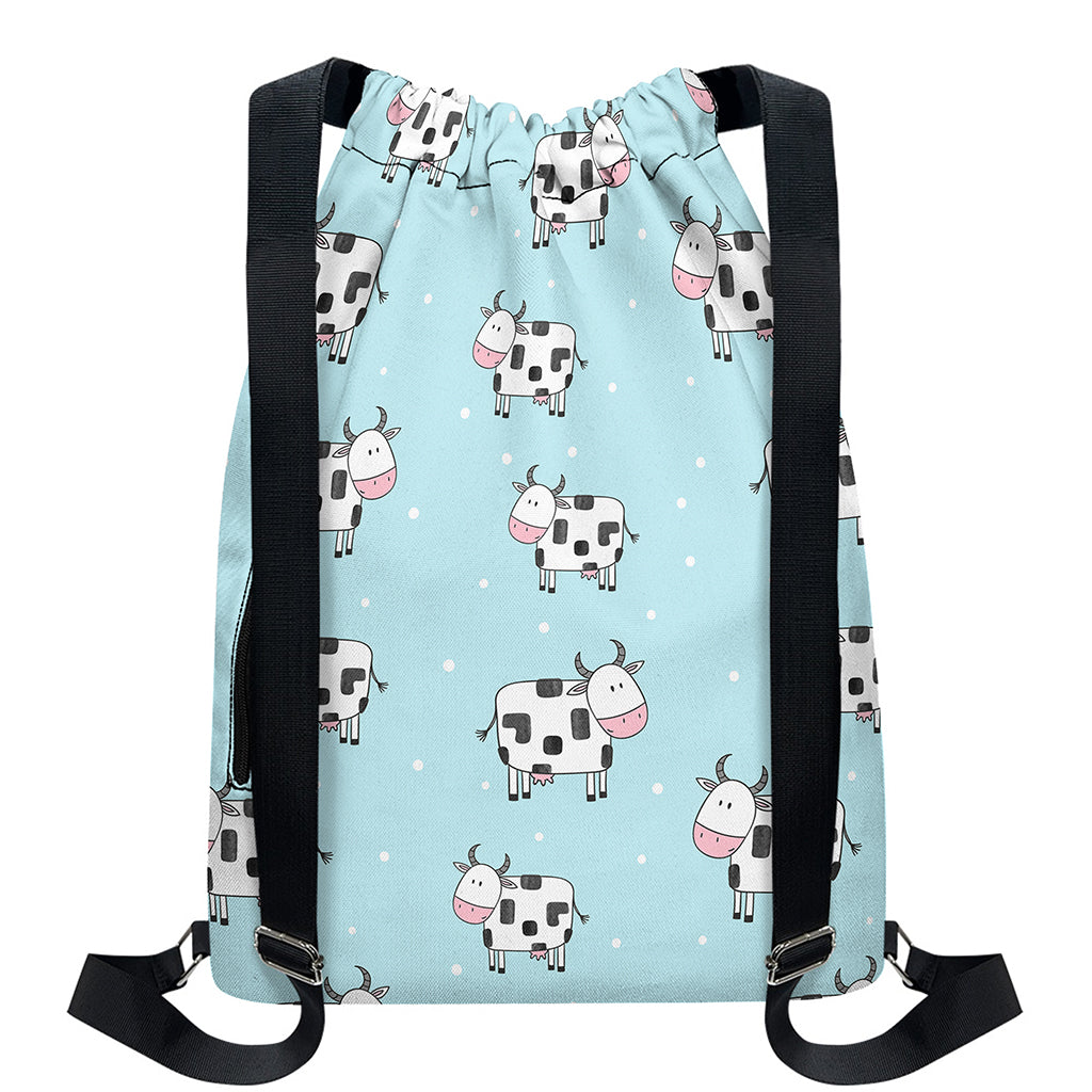 Doodle Cow Pattern Print Drawstring Backpack