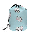 Doodle Cow Pattern Print Drawstring Makeup Bag