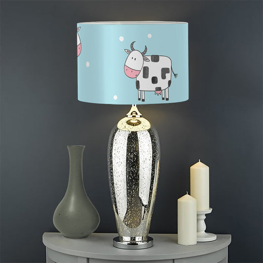 Doodle Cow Pattern Print Drum Lamp Shade