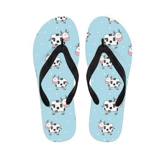 Doodle Cow Pattern Print Flip Flops